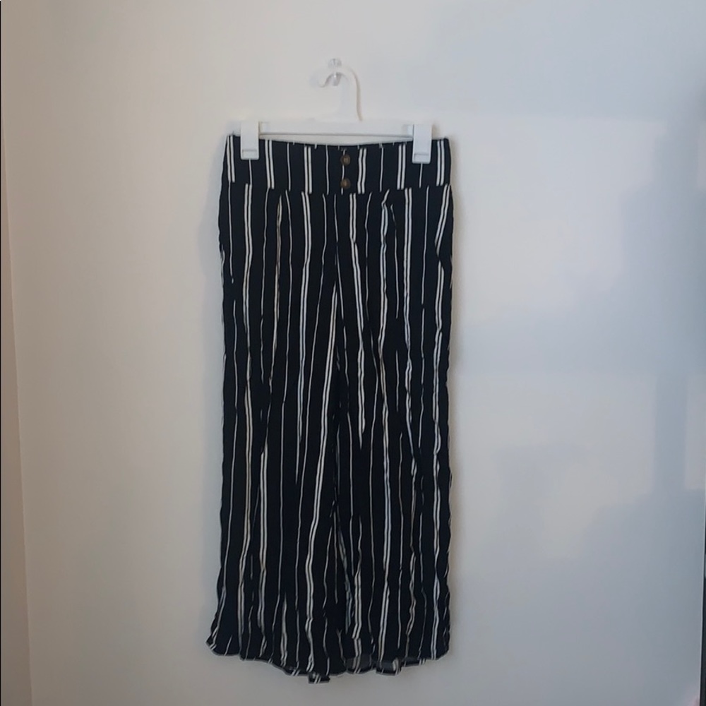 black and white striped capris